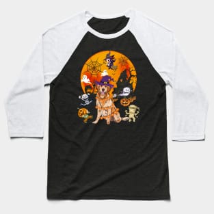 Golden Retriever Witch Funny Dog Halloween Baseball T-Shirt